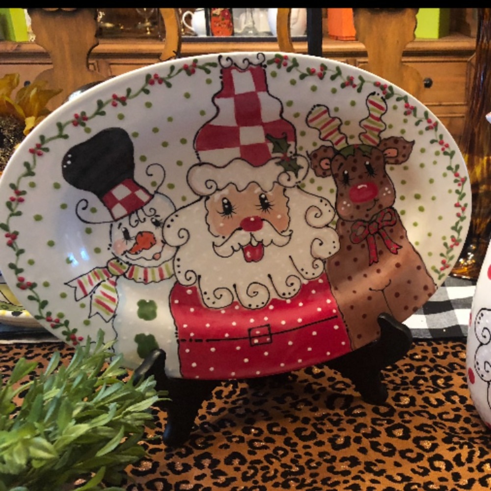 Whimsical Large Hand Painted Christmas Platter!!